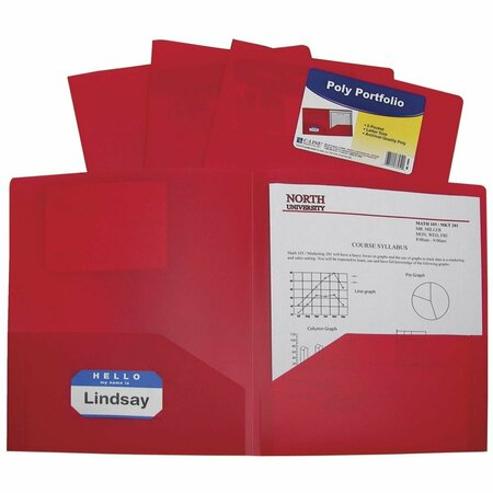 C-LINE PRODUCTS C-Line Products  Two-Pocket Heavyweight Poly Portfolio Folder, Red - Pack of 25, 25PK 1597271